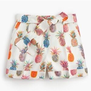J. Crew Piña Colada Ratti Painted Pineapple Linen Shorts